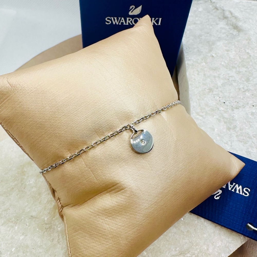 NEW! Swarovski Minimalist Rhodium-Plated Ginger Disc Chain - Picture 5 of 16